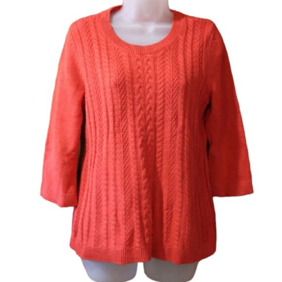 Croft & Barrow Red Vintage Sweater Medium 3/4 Sleeve Scoopneck - Picture 1 of 12